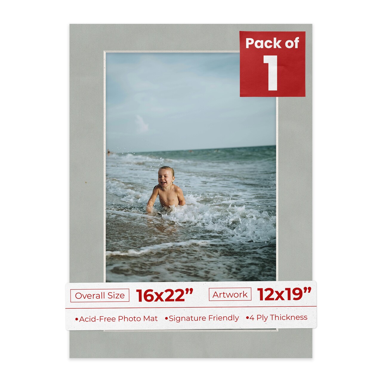 Light Grey Suede Mat Board for 16x22 Frames - Fits 12x19 Photos